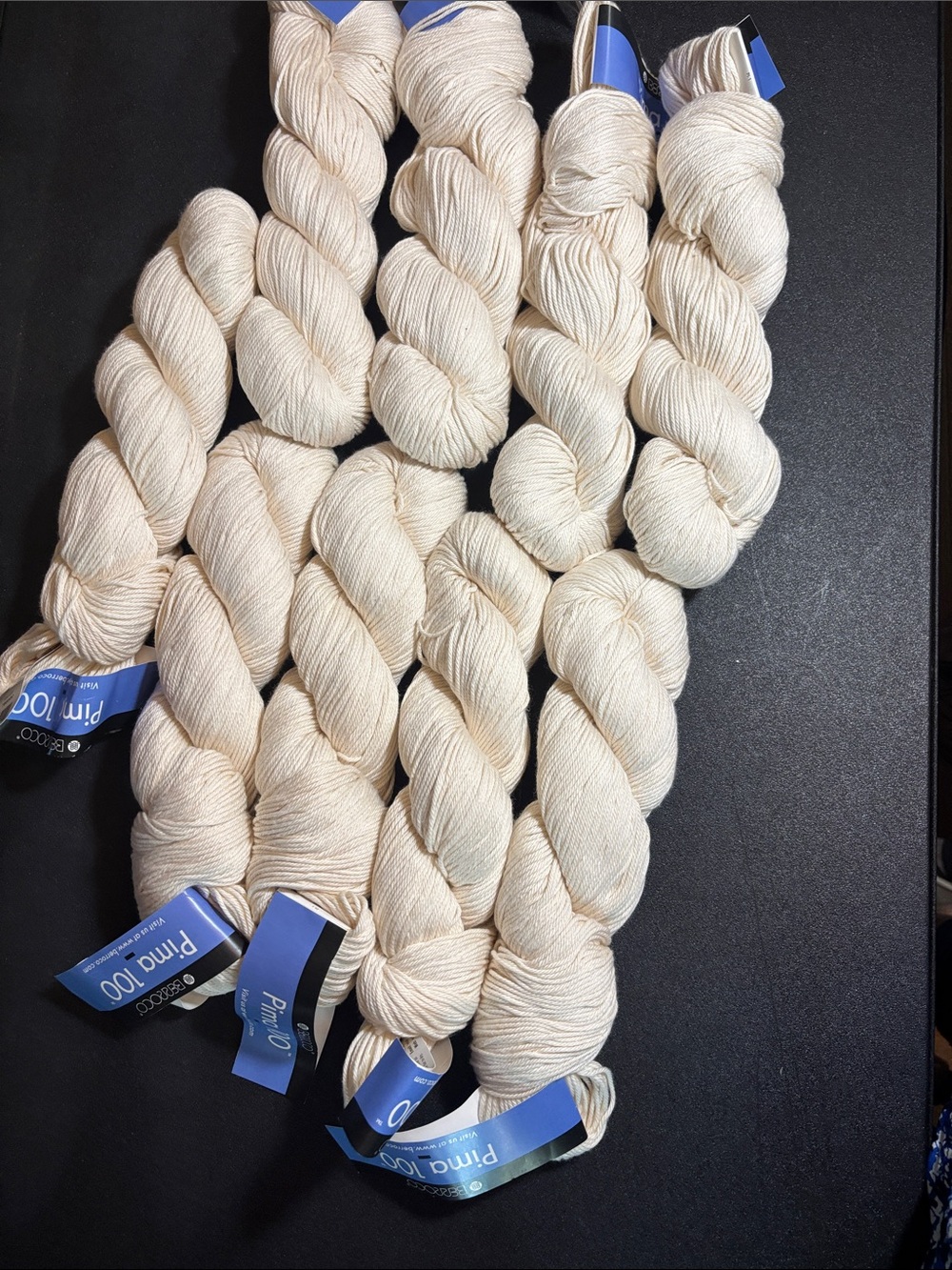 Pima 100 by Berroco Cream color set of 9.